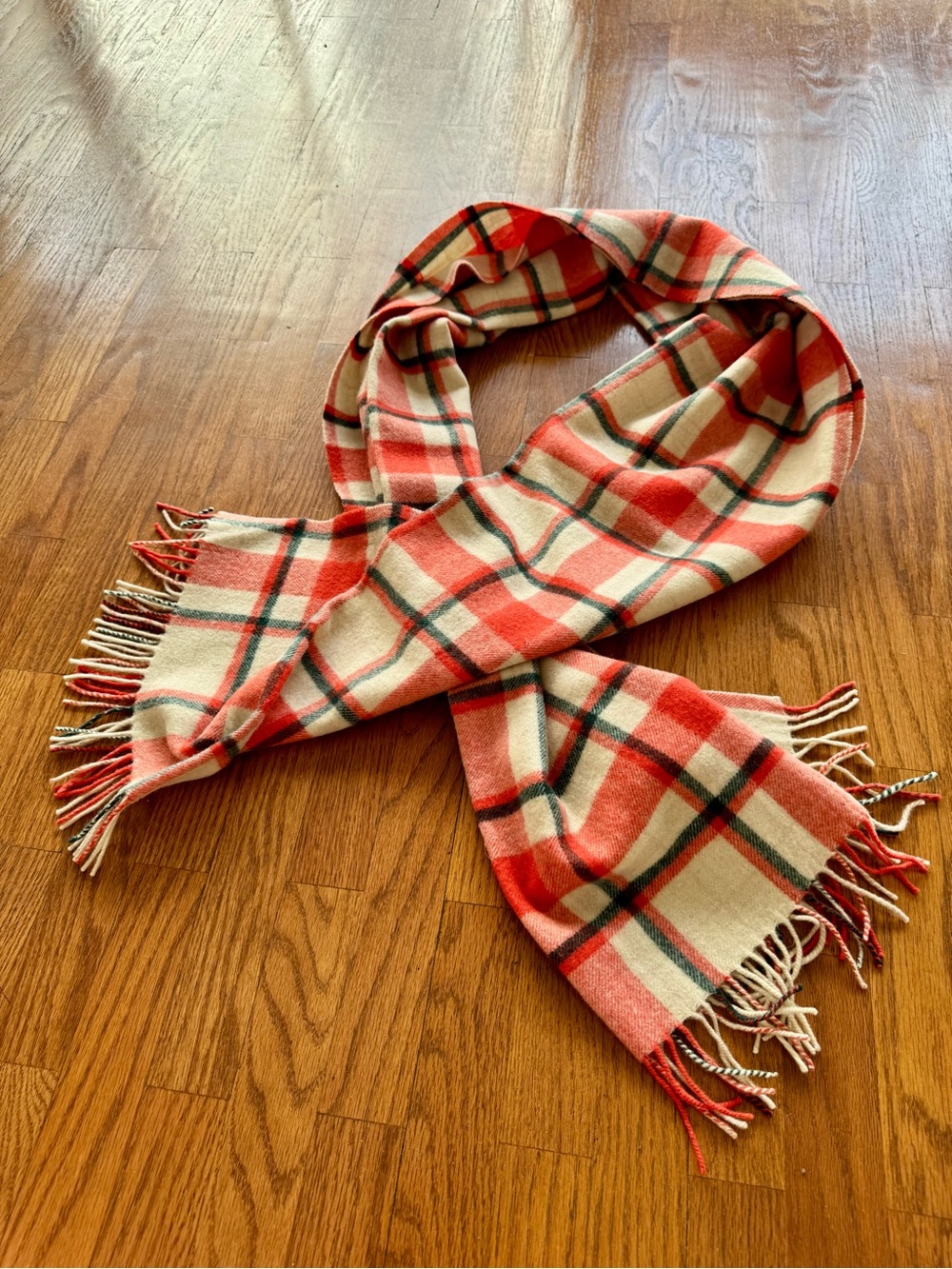 J. Crew Plaid Wool Women’s Scarf in Orange and Cream
